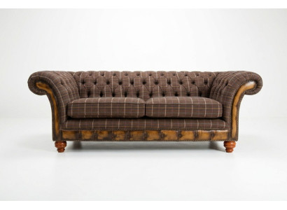 Klassieke Chesterfield Bank 3-Zits Design Banken Bekleding Bankstellen Leer Bruin