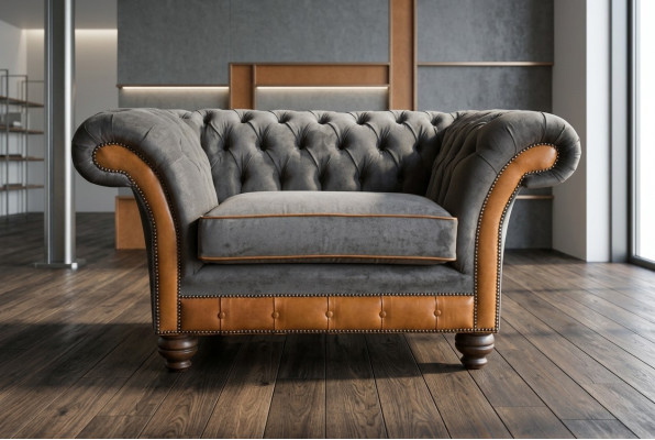 Eenpersoons stoel televisie clubbank sofa Chesterfield origineel Engeland meubels nieuw