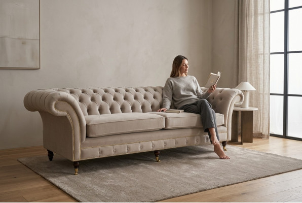Sofa 4 zits XXL bank Zit kussens Banken Chesterfield Design