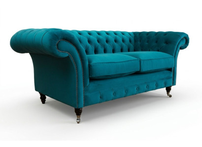 Chesterfield Bank 2-zits Designer Banken Sofa's Set Turquoise Fluweel Nieuw