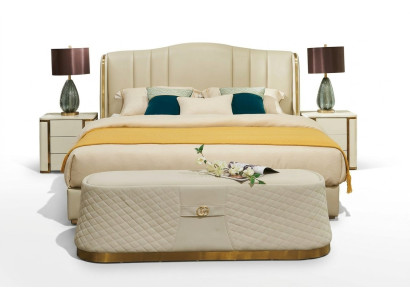 Bed Luxe bed Luxe slaapkamer design bedden Textiel Lederen bedframe