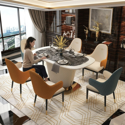 Ontwerp eettafel lederen stenen tafel Moderne eettafels meubels 160x90 tafels