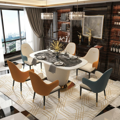 Ontwerp eettafel lederen stenen tafel Moderne eettafels meubels 160x90 tafels