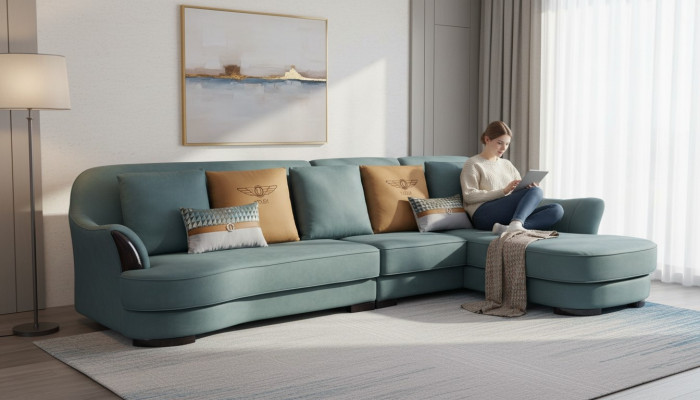 Hoekbank L-vorm Bank Bank Ontwerp Bankbekleding Textiel Hoekbankstel