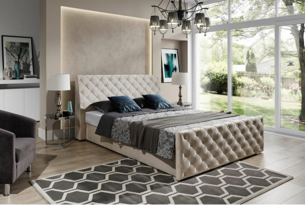 Chesterfield bed bedden leer 180x200cm gestoffeerd huwelijksontwerp leer hotelmeubels