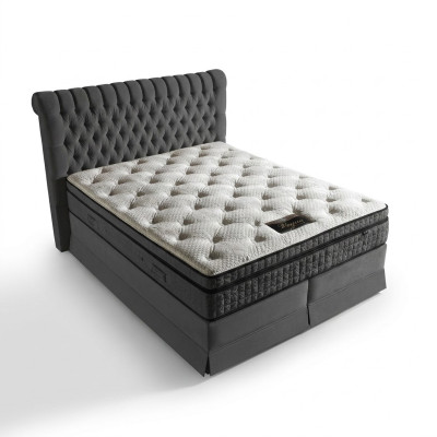 Tweepersoonsbed met gestoffeerde bedden slaapkamer echt boxspringbed