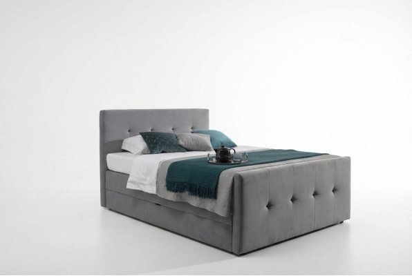 Moderne grijze Chesterfield bed Luxe tweepersoonsbedden Slaapkamer meubels