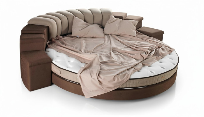 Rond Bed Modern Design Luxe Beklede Ronde Bedden Textiel Stof