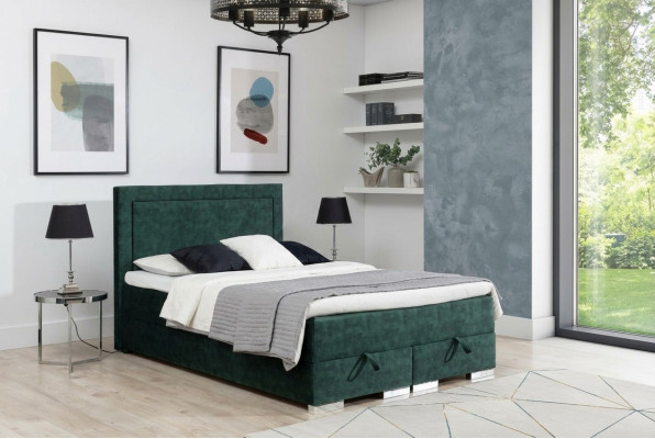 Hemels boxspringbed, tweepersoonsbed met matras en topper. Groene bedden.