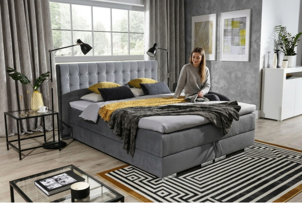 Chesterfield design bed textiel fluweel stoffering fluweel hotelbedden slaapkamer nieuw