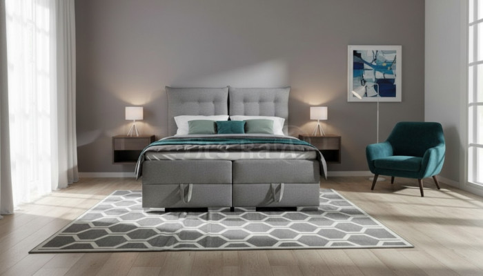 Boxspringbed Klassiek Ontwerp Stoffering Engelse Bedden Tweepersoonsbed Beige Bed