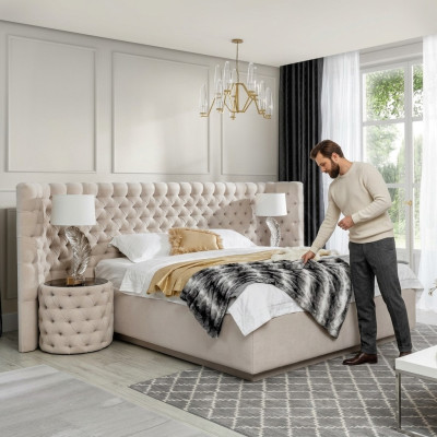 Chesterfield bed luxe slaapkamer hotel decoratie gestoffeerde bedden met knopen