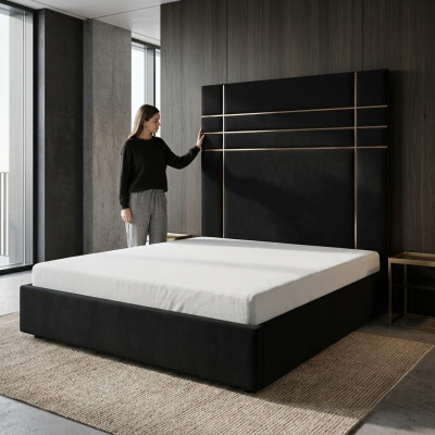 Hotel dubbel leder textiel bed slaapkamer gestoffeerd luxe bedden modern design