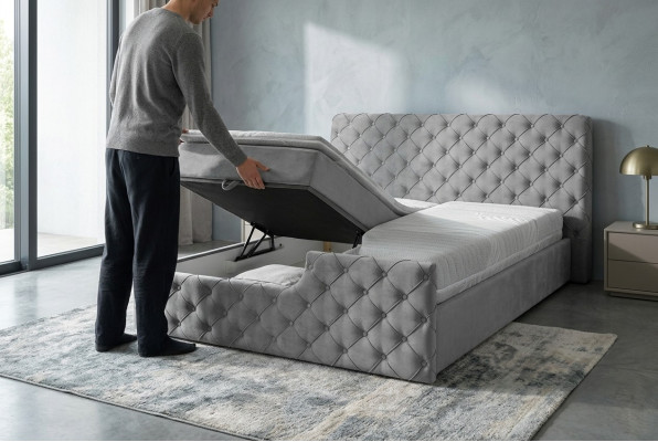 Grijze tweepersoons Chesterfield-hotelbedden, ontwerper-slaapkamermeubels