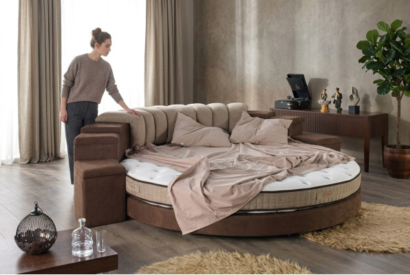 Rond bed Rond ontwerp Bedtextiel Dubbel Luxe Hotel Frame Slaapkamer