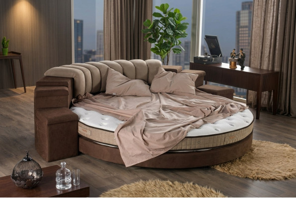 Rond bed Rond ontwerp Bedtextiel Dubbel Luxe Hotel Frame Slaapkamer