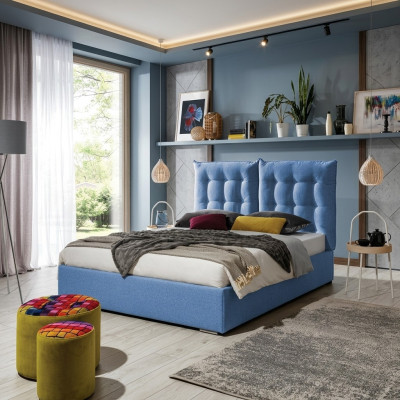 Blauw gestoffeerd bed Moderne bedframes Meubels Luxe hotelbedden Slaapkamer