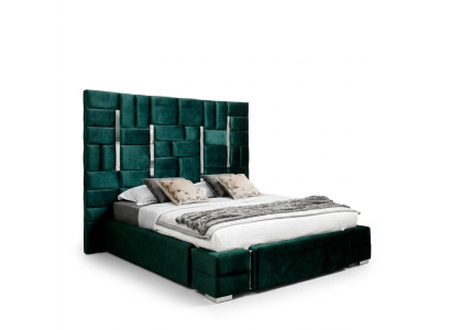 Bed met bekleding Tweepersoonsbed Ontwerper bed Huwelijksbed Slaapkamer Velours bed Stoffen bedden