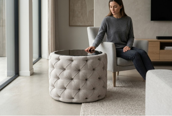 Chesterfield bijzettafel nachtkastje ronde nachtkastjes kast gestoffeerd 60cm