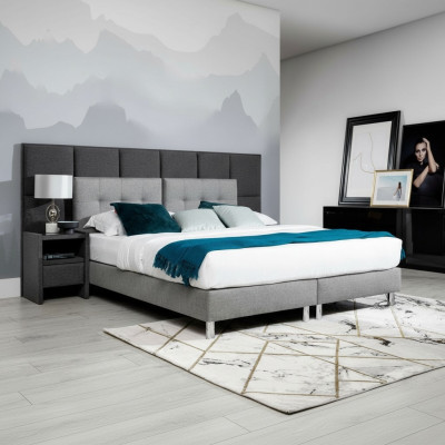 Ontwerper Bed Slaapkamer Bedden Textiel Leer Hotel Luxe Bekleding Fluweel Grijs Nieuw