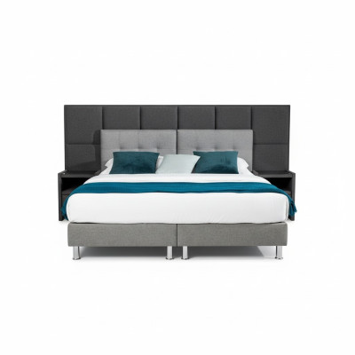 Ontwerper Bed Slaapkamer Bedden Textiel Leer Hotel Luxe Bekleding Fluweel Grijs Nieuw