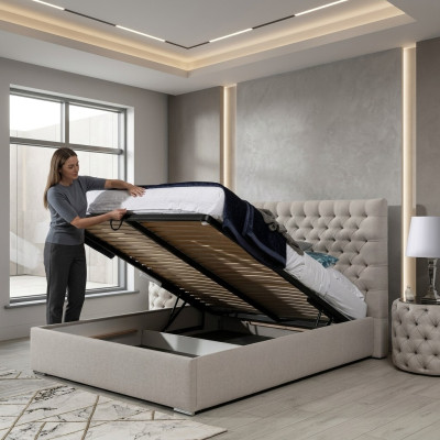Modern bed wit stijlvol Chesterfield tweepersoonsbed design bedden gestoffeerd bed