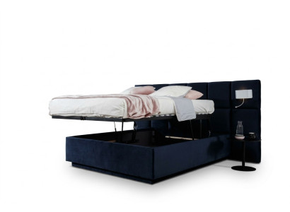 Bed Dubbele Bedden Luxe Slaapkamer 200x200cm Bedlade Stof Verlichting Nieuw