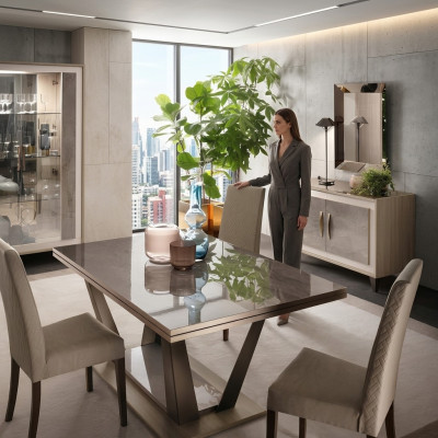 Eettafel Eetkamer Woonkamer Set Hout Ontwerp Italiaanse Meubels