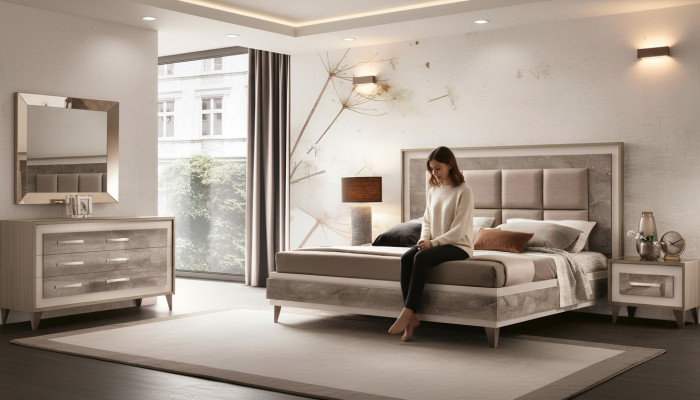 Luxe slaapkamerbed tweepersoonsbed modern hout fluweel gestoffeerd bed nieuw luxe