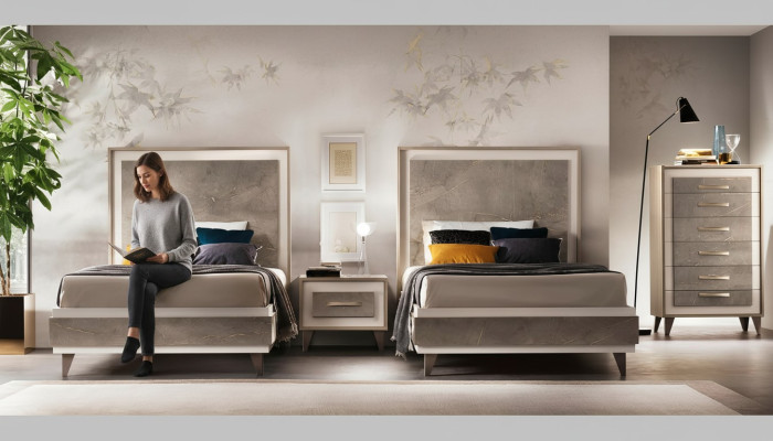 Slaapkamer set Bed Nachtkastjes Commode Stijl Meubelstuk Italiaanse meubels 4-delig