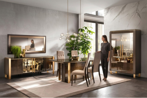 Moderne eetkamertafel + 6 stoelen set groep Italiaanse stijl