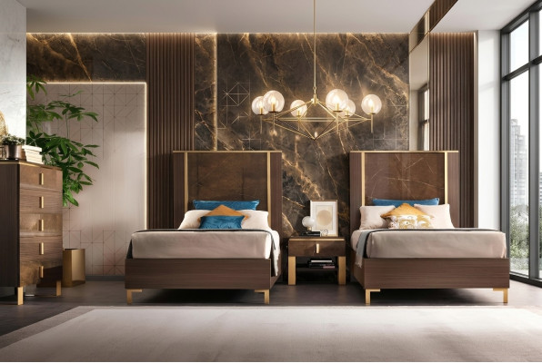 2x Bed + Nachtkastje 3-delige slaapkamerset Designer Luxe Slaapkamer