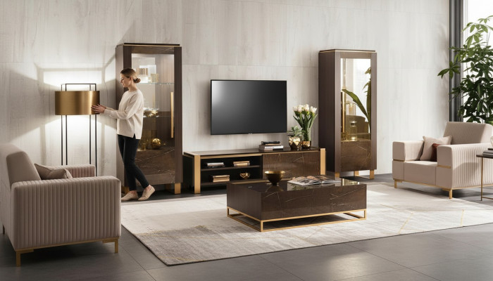 Woonkamerset Designer Woonkamer Sideboard 2x Vitrine 3-delig.