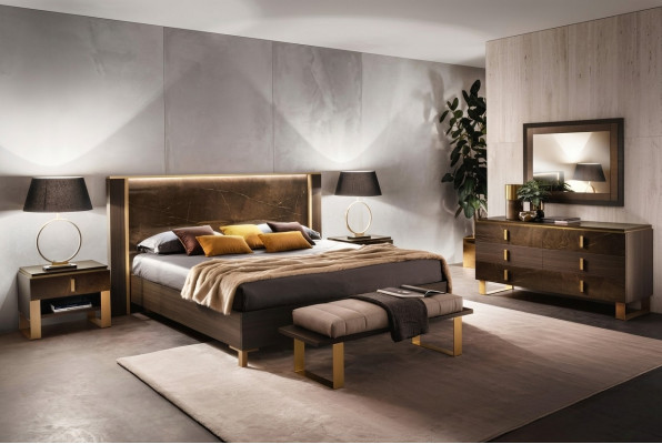 Slaapkamer Set Bed Nachtkastjes Kruk Bedden Ontwerp Italiaanse Meubels 4-delig
