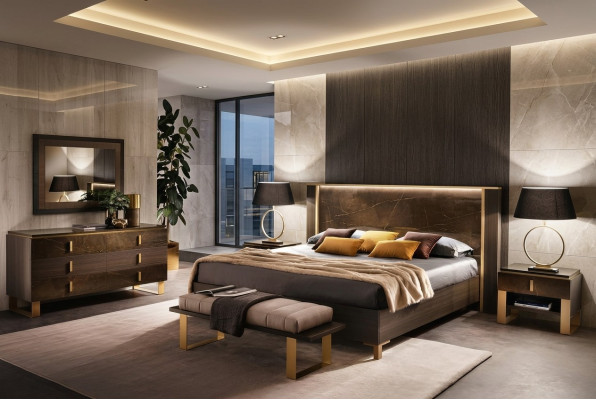 Bed nachtkastje dressoir 4-delige slaapkamerset decor ontwerp modern luxe