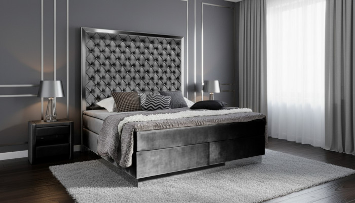 Boxspring bed slaapkamer set 3-delig textiel bed 2x nachtkastje design bedden nieuw