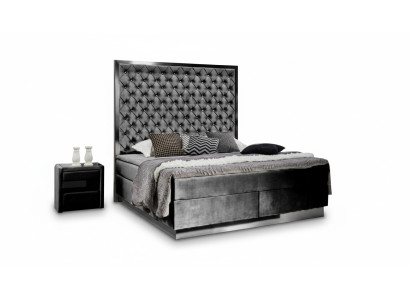 Boxspring bed slaapkamer set 3-delig textiel bed 2x nachtkastje design bedden nieuw