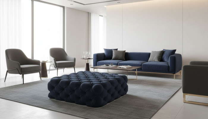 Klassiek Chesterfield design luxueuze voetenbank van textiel hocker Ottomaans