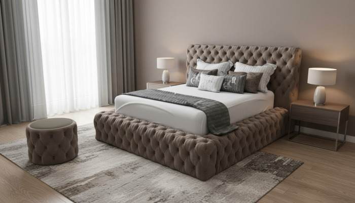 Bed 2x Nachtkastje 3-delig. Slaapkamer Set Ontwerp Meubels Modern Luxe Bedden Nieuw