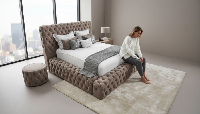 Bedtextiel Slaapkamermeubilair Luxe Moderne Bedden Chesterfield Boxspring Nieuw