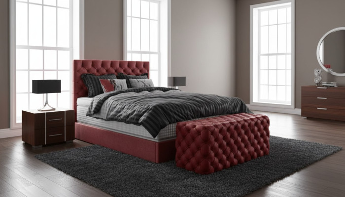 Luxe bed boxspring bed slaapkamer bedden design meubels fluwelen matras compleet.