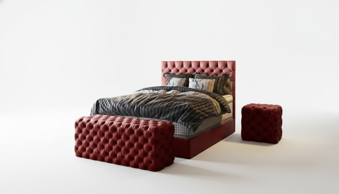 Luxe bed boxspring bed slaapkamer bedden design meubels fluwelen matras compleet.
