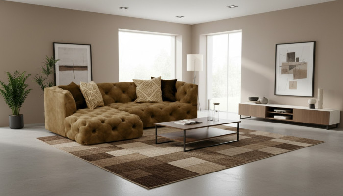 Chesterfield L-vormige hoekbank bank design textiel gestoffeerd bankstel hoek nieuw