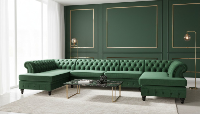 Chesterfield woonkamer bank woonlandschap xxl sofa banken stoffering hoek fluweel