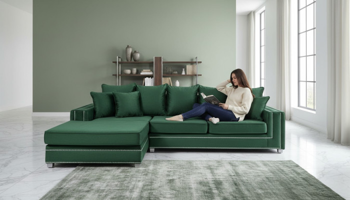 Hoekbank L-vorm Textiel Luxe Design Woonlandschap Gestoffeerde Bank Banken Meubels