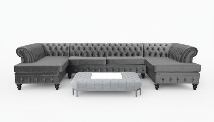 Chesterfield fluwelen hoekbank in U-vorm woonlandschap gestoffeerde hoek bank sofa's nieuw