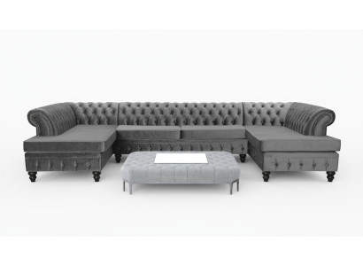 Chesterfield fluwelen hoekbank in U-vorm woonlandschap gestoffeerde hoek bank sofa's nieuw