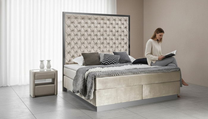 Compleet bed boxspring bedden luxe design slaapkamer meubels roestvrij staal