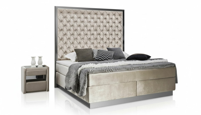 Compleet bed boxspring bedden luxe design slaapkamer meubels roestvrij staal