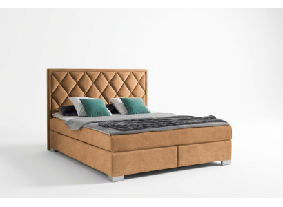 Luxe boxspring bed stof hotel beige bedden slaapkamer meubels ontwerp dubbel